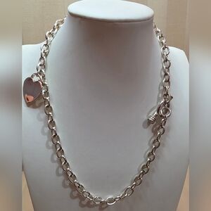 SILVER HEART NECKLACE 16 INCHES